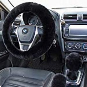 Fluffy steering wheel & shifter cover black